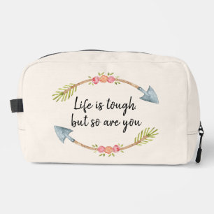 Trousse De Toilette La vie est dure Aquarelle Floral Flèche Crème