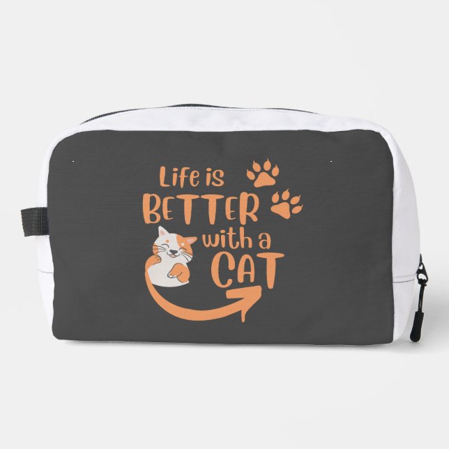 Trousse De Toilette la vie est meilleure avec un chat (Recto)