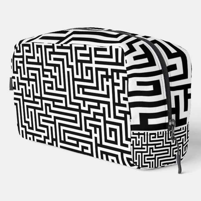 Trousse De Toilette Labyrinthe en noir et blanc (Coin droit)