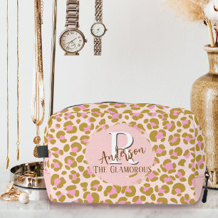 Trousse De Toilette Leopard Brown rose beige Personnalisé
