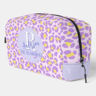 Trousse De Toilette Leopard rose violet jaune Personnalisé