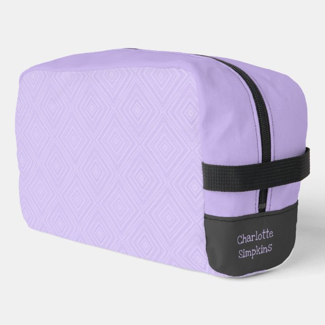 Trousse De Toilette Lilac Diamant Géométrique Et Nom Blanc Cosmétique (Coin gauche)