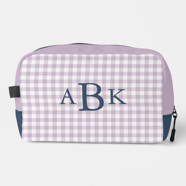 Trousse De Toilette Lilac Violet Gingham Monogrammé (Recto)