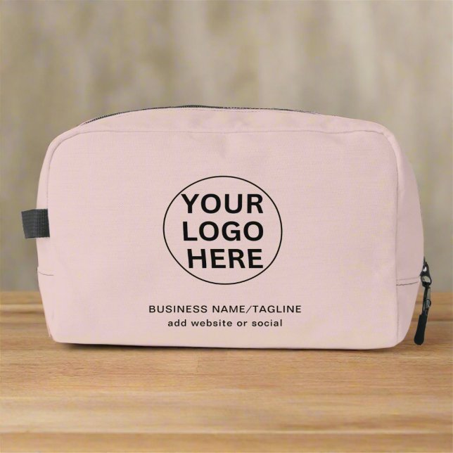 Trousse De Toilette Logo d'entreprise et texte promotionnel Blush Pink (Créateur téléchargé)