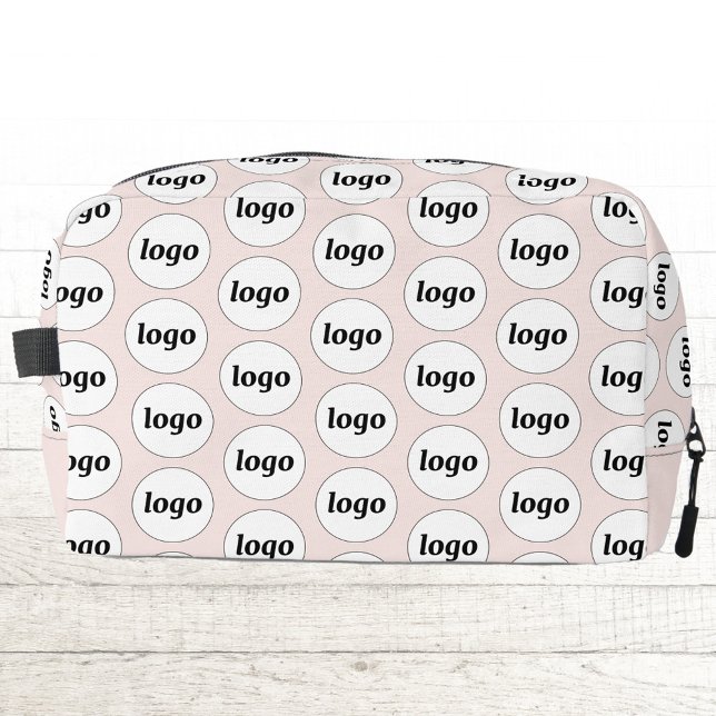 Trousse De Toilette Logo Motif promotionnel Business Blush Pink (Logo pattern business branding promotional zip bag)
