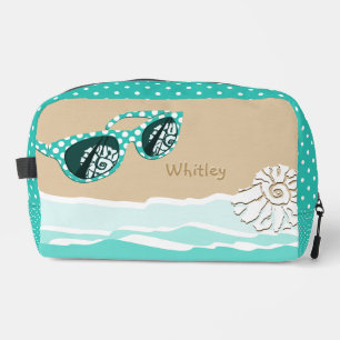 Trousse De Toilette Lunettes de soleil Turquoise à pois Voyages Heureu