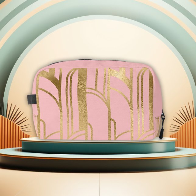 Trousse De Toilette Luxury Pink and Gold Art Deco Design Toiletry Bag (Créateur téléchargé)