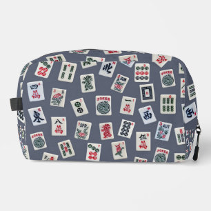 Trousse De Toilette Mahjong symboles carreaux bleu foncé