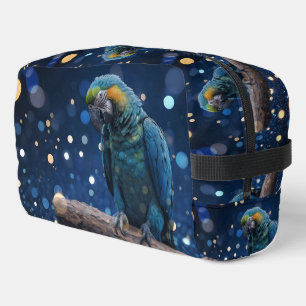 Trousse De Toilette Majesté Bleue : L'Ara Bleu Sur Un Flou Gaufré Bleu
