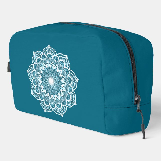 Trousse De Toilette Mandala blanc sur fond bleu (Coin droit)