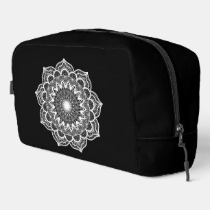 Trousse De Toilette Mandala blanc sur fond noir