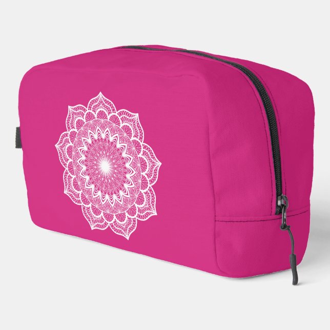 Trousse De Toilette Mandala blanc sur fond rose (Coin droit)