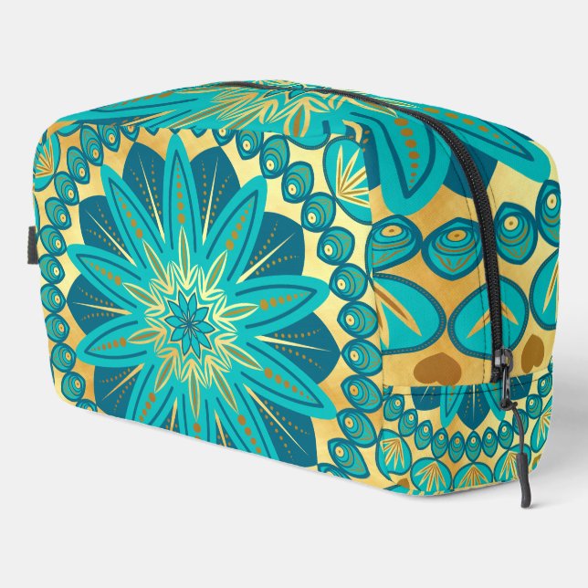 Trousse De Toilette Mandala Fleur Or Bleu (Coin droit)