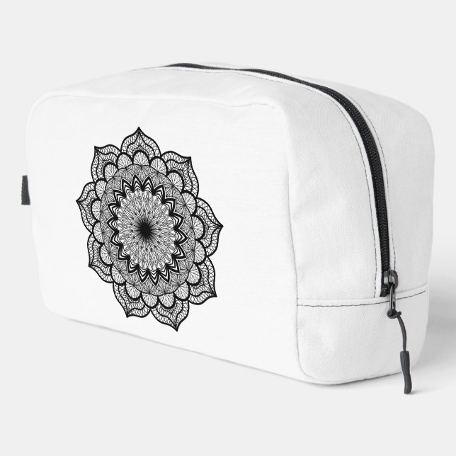 Trousse De Toilette Mandala noir sur fond blanc (Coin droit)