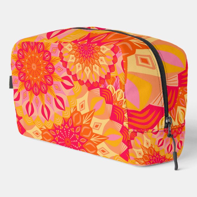 Trousse De Toilette Mandala superposé orange rose jaune (Coin droit)