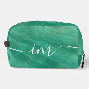 Trousse De Toilette Marbre Abstrait vert avec initiales personnalisées