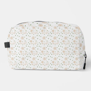 Trousse De Toilette Marguerites et Points 2 - Blanc, Sable et Vert Pal