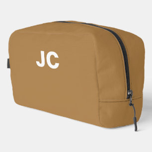 Trousse De Toilette Marron Monogramme Simple Minimal Moderne Voyage