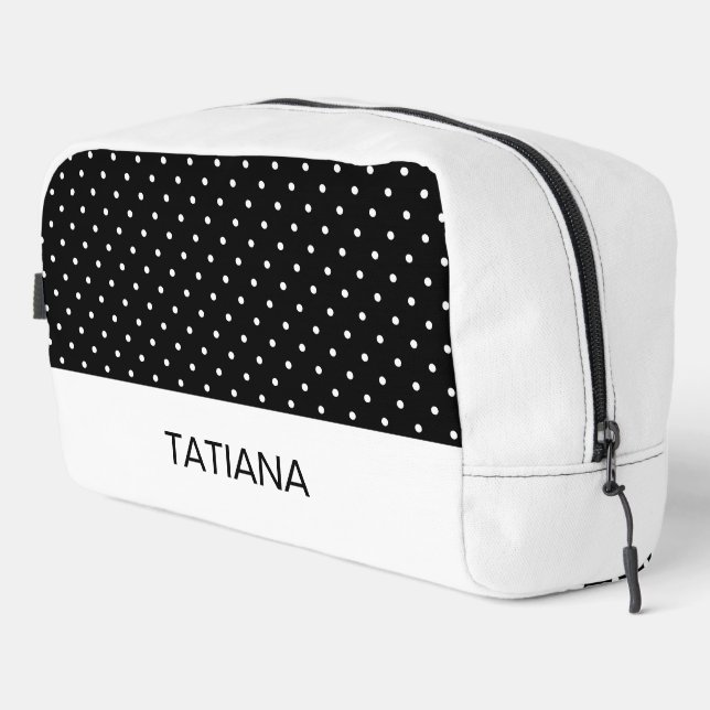 Trousse De Toilette Micro pois blancs sur fond noir (Coin droit)