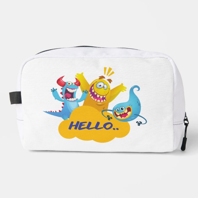 Trousse De Toilette mignon monstre dit bonjour (Recto)