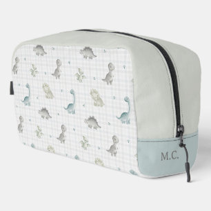 Trousse De Toilette Mignon motif dinosaure à l'aquarelle et gingham