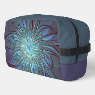 Trousse De Toilette Moderne Abstrait tendance Fleur bleue Fractal Art