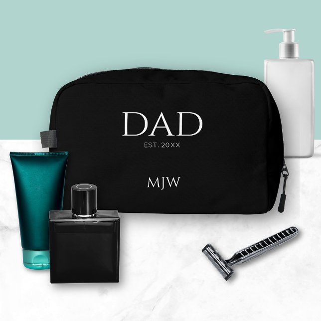 Trousse De Toilette Monogram Papa Est Moderne Noir (Dad Established Year Dopp Kitt. Perfect for Fathers Dad, birthdays or new dad gifts)