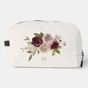 Trousse De Toilette Monogramme d'aquarelle florale rose-bourgogne mode