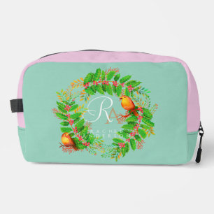 Trousse De Toilette Monogramme de couronne de Noël Turquoise