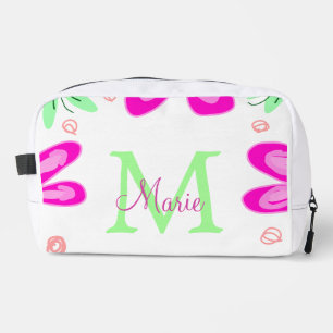Trousse De Toilette monogramme de fleur rose ajouter nom lettre feuill