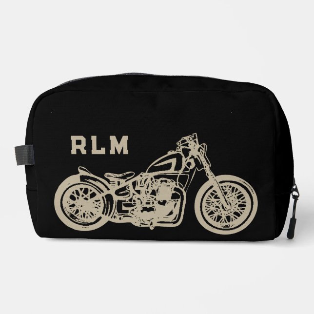 Trousse De Toilette Monogramme d'illustration de moto vintage (Recto)