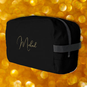 Trousse De Toilette Monogramme d'or noir moderne esthétique de voyage