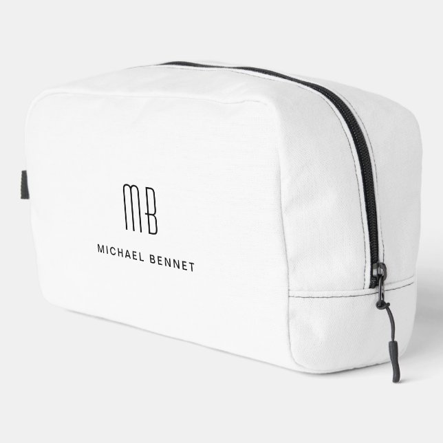 Trousse De Toilette Monogramme Élégant Blanc (Coin droit)