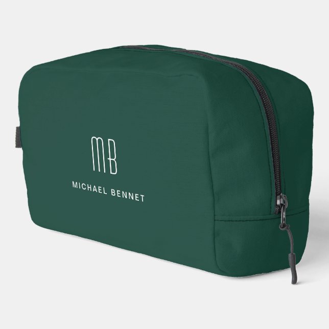 Trousse De Toilette Monogramme Élégant Vert Émeraude (Coin droit)