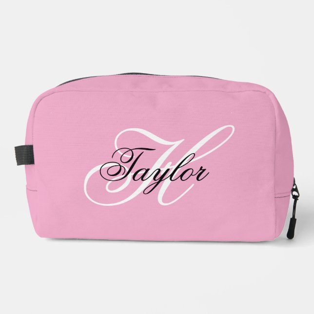 Trousse De Toilette Monogramme fantaisie noir et blanc Rose (Recto)