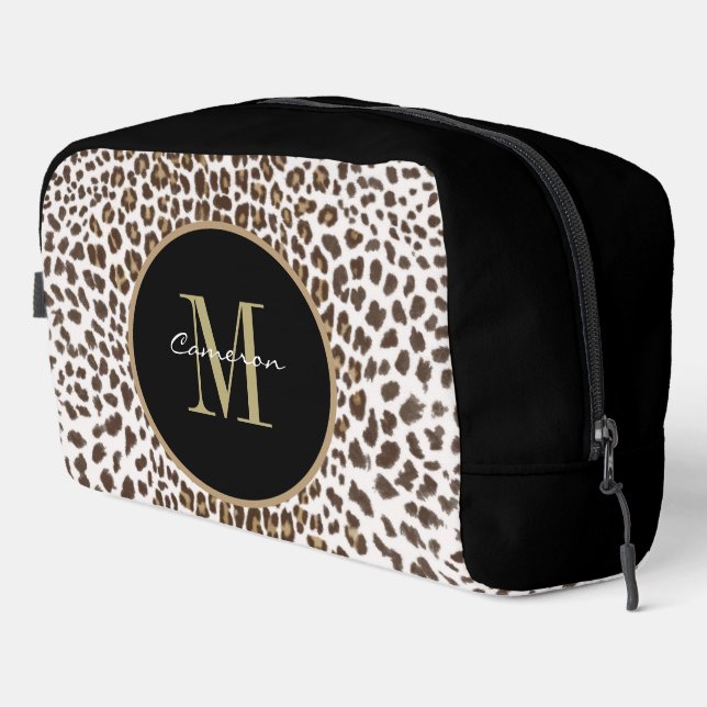 Trousse De Toilette Monogramme initial et nom en or sur cadeau noir (Coin droit)