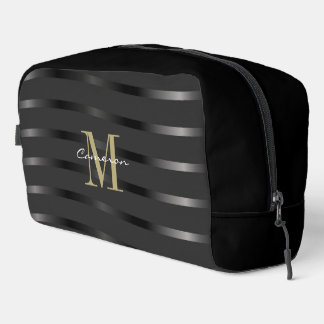 Trousse De Toilette Monogramme initial et nom en or sur cadeau noir