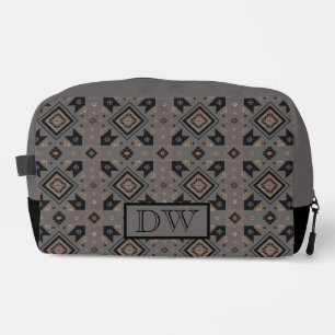 Trousse De Toilette Monogramme marron noir géométrique moderne