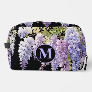 Trousse De Toilette Monogramme mauve glycine aquarelle florale