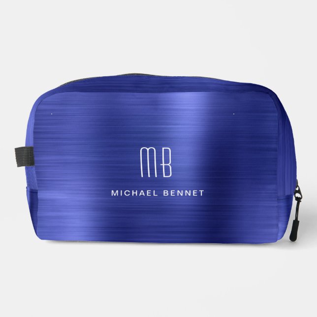 Trousse De Toilette Monogramme Moderne Bleu Marine (Recto)