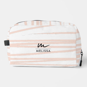 Trousse De Toilette Monogramme moderne Lignes rose pâle Art Abstrait