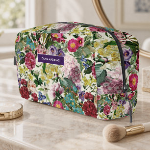 Trousse De Toilette Monogramme motif floral rose beige vintage