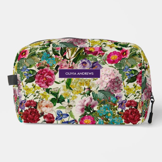 Trousse De Toilette monogramme motif rose vintage (Recto)