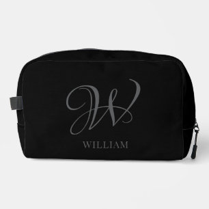 Trousse De Toilette Monogramme noir gris élégant personnalisé initial