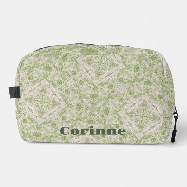 Trousse De Toilette Monogramme Nom Sage Green Motif | (Recto)