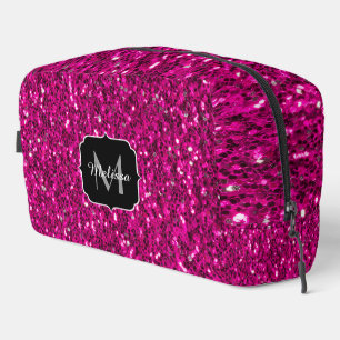 Trousse De Toilette Monogramme personnalisé avec paillettes fausses ro