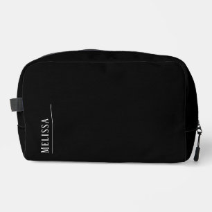 Trousse De Toilette monogramme personnalisé, noir moderne et blanc