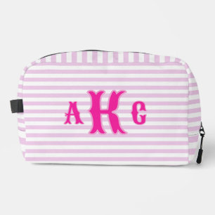 Trousse De Toilette Monogramme Prépa Personnalisé Rayures Rose Lilas