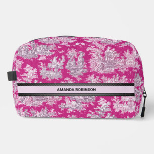 Trousse De Toilette monogramme vintage fleuri rose magenta toile de jo