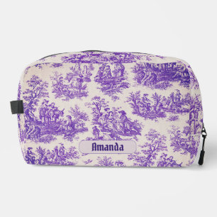 Trousse De Toilette monogramme vintage fleuri violet toile de jouy
